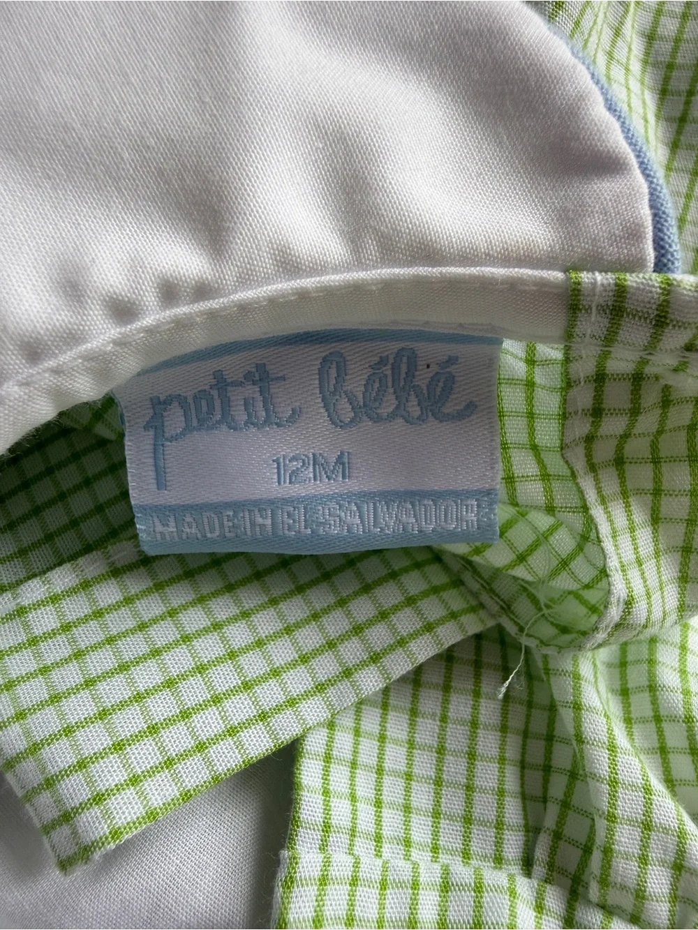 Petit Bebe Smocked Green Plaid with Golf Embroidery Bubble